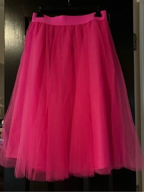 a new day Bright Hot Pink Tulle Midi Skirt